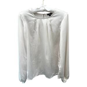 EXPRESS | Ivory Cream Silky Long Sleeve Blouse Top | Medium